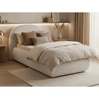 Beautysofa Polsterbett MOTTI 90x200 mit Bettkasten und gepolstertem Kopfteil (mehrere Farben, Bouclé-Stoff), wahlweise ohne Matratze oder mit Matratze
