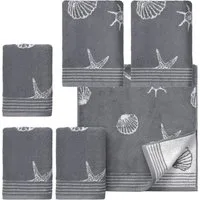 Dyckhoff Handtuch Set Seashell, Walkfrottee (Set, 6-St), mit Muschelmuster, 4 Handtücher (50x100cm), 2 Duschtücher (70x140cm)