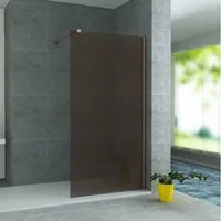 Belvit Walk-in-Dusche Duschabtrennung Duschglas Bronze mit Kupferprofil 8mm, Sicherheitsglas, Anti-Kalk-Versiegelung
