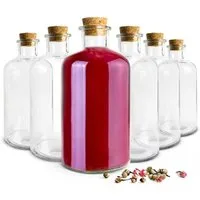 Sendez Trinkflasche 6 Glasflaschen 500ml Korkenverschluss Likörflasche Schnapsflasche