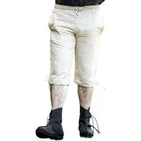 Leonardo Carbone Wikinger-Kostüm Kniebundhose "Veli" mit Kordelzug, handgewebte Baumwolle, Seitentaschen