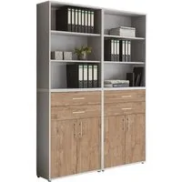BMG Möbel Aktenschrank Office Edition (Set 20, Büroschrank mit Metallgriffen, 4 teilig) mit Schubladen, Gesamtmaß (B/H/T) 84,1 x 227,2 x 33 cm
