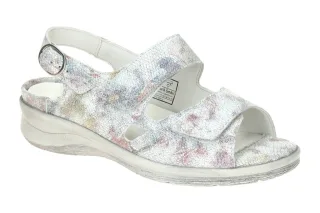 Waldl?ufer Damen Sandale 811016 Merle Grau Multi/Silber Wedge - Bequeme Echtl...