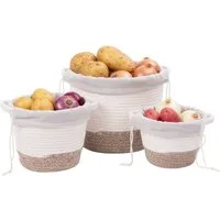relaxdays Gemüsebeutel Kartoffel Aufbewahrung im 3er Set, Baumwolle, (3-tlg)