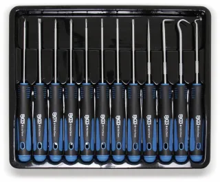 BGS TECHNIC Feinmechaniker-Schraubendreher- und Haken-Satz, 12 teilig, 170 mm