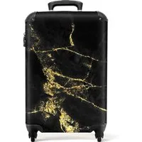 NoBoringSuitcases.com© Hartschalen-Trolley Marmor - Schwarz - Gold - Luxus - Marmoroptik 55x35x20cm, 4 Rollen, Reisetasche mit Rollen, Koffer Handgepäck Flugzeug