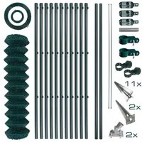 ESTEXO Gartenzaun Maschendrahtzaun Komplettset 1,5 x 25 m Zaunset Einschlaghülsen Zaun