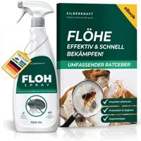 Silberkraft Insektenspray Flohspray Textil & Umgebung 1000 ml inkl. E-Book, Als Umgebungsspray: gezielte Anwendung für eine flohfreie Umgebung, 1-St., Inklusive E-Book mit Tipps zur Vorbeugung & Bekämpfung von Flohbefall, Ideal für Körbchen, Decken, 