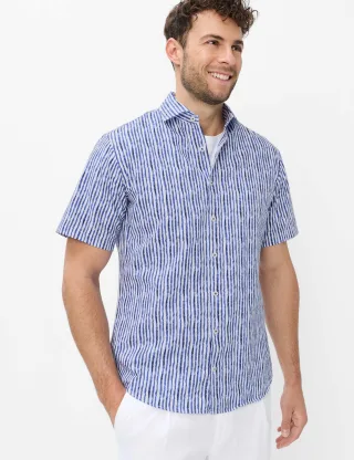 Brax Herren Hemd Style HARDY atlantic, Blau, Gr. S