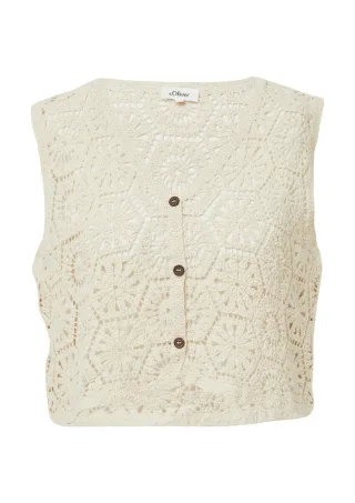s.Oliver Red Label - Weste aus Häkelspitze beige - Gr. - XS