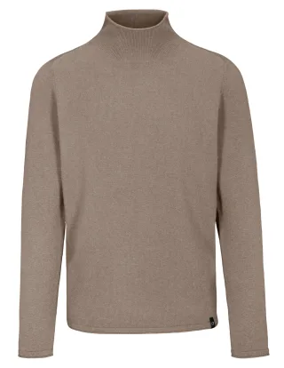 COMMANDER Finest Clothing - Stehbund Pullover Rollkante taupe mel. - Gr. - M