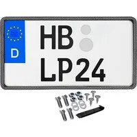 L & P Car Design Kennzeichenhalter für Motorrad 255x130 mm Carbon Optik Kennzeichenhalterung, (1 Stück)