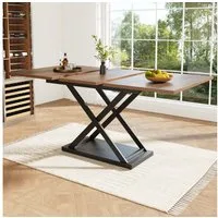 Flieks Esstisch (1-St., erweiterbar 120-160×80cm Tischplatte, für 4-8 Personen), ausziehbar Küchentisch rechteckig Schreibtisch, Eisenbeine