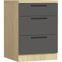 KOCHSTATION Unterschrank Luna, Küchenunterschrank, Unterschrank mit Schubladen, Made in Italy B/T/H: 60 × 60 × 85 cm, mit 3 Schubkästen, 3,5 cm starke Oberplatte