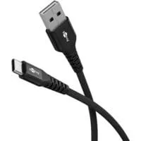 Supersoftes USB 2.0 Textilkabel, USB-A Stecker > USB-C Stecker schwarz, 2 Meter