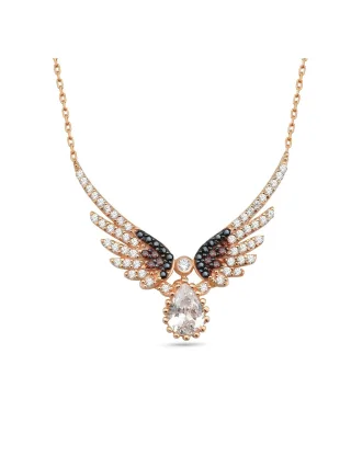 Dkeniz Anhänger mit Kette 925 Sterling Silber rot vergoldet Zirkonia Engel Silberkette
