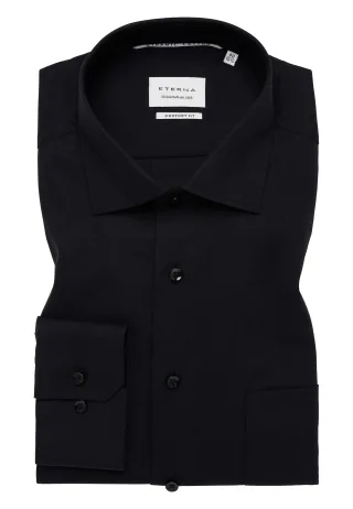 ETERNA - Hemd Popeline Langarm schwarz - Gr. - 42/Langarm - 65cm