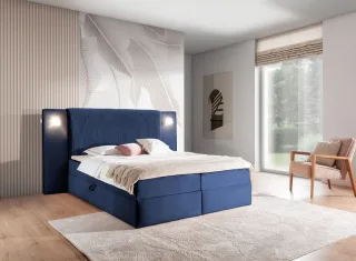 Boxspringbett Bett MARTEN 140x200cm Set.1 in Stoff Magic Velvet Dunkelblau