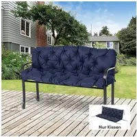 Outsunny Bankauflage 3 Sitzer, 150 x 98 x 8 cm, mit Bändern, Outdoor/Indoor, (Set, 1 St., 1 Sitzkissen), für Gartenmöbel, Fensterbank Sitzbank, Hollywoodschaukel, Blau