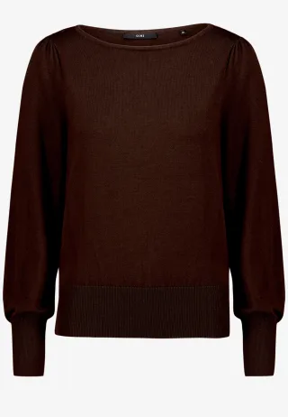 zero - Feinstrickpullover mit U-Boot Ausschnitt Chocolate Plum - Gr. - 34