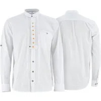 German Wear Trachtenhemd GW1253 Trachtenhemd Edelweiß bestickt Stehkragen Biesen Krempelärmel