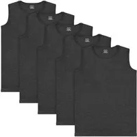 BRUBAKER Muskelshirt Tank Top Unterhemd mit Rundhals Ausschnitt (5er-Pack) Baumwolle Herren Tanktop, Extra Lang für Männer, Schlicht Basic