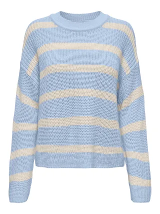 JDY - JDYJUSTY L/S STRIPE PULLOVER KNT NOOS Cashmere Blue - Gr. - XL
