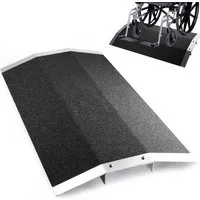 QUBEBU Auffahrrampe Rollstuhl Schwellenrampe, Auffahrrampe aus Aluminiumlegierung (für Rollstühle, Motorräder und Fußgängerverkehr, LxBxH 80x40x3.8 cm, 1-St., Tragfähigkeit von 300 kg, Aluminiumlegierung Bordsteinrampe)