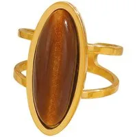KARMA Fingerring Damenring Gold Stein Braun od. Weiß Ring Edelstahl vergoldet (wasserfest hypoallergen, Damen Geschenk Frauen), verstellbar modern Damenschmuck