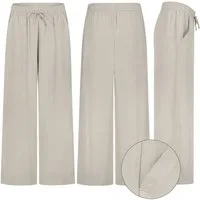 SUBLEVEL Chinos Damen Luftige Sommerhose Freizeit Weit geschnitten Stoffhose Musselin