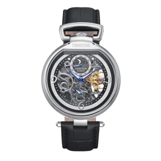 Heritor Automatische Lincoln-Skelettuhr mit Lederarmband und Mondphase