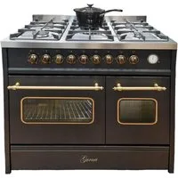 GURARI Gas-Standherd GCH E 916 BL R Retro Gas Elektro Standherd 90 cm, Range Coocker, mit 1-fach-Teleskopauszug, Easy-Clean-Emaille, Retro Gas Elektro Standherd 90 cm, Range Coocker, 8 Funktionen
