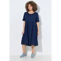 Ulla Popken Jerseykleid Kleid Leinenmix A-Linie Rundhals Halbarm