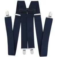 axy Hosenträger Herren Hosenträger 4 Stabile Clips H-Form einfarbig 3,5cm Breit verstellbar und elastisch 120cm Lang