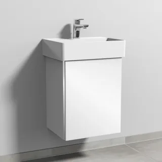 Sanipa 3way Waschtischunterbau zu Duravit Dura Square Waschtisch mit 1 Tür, Weiß-Glanz BS42578