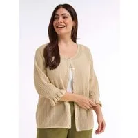 Sheego Strickjacke Strickjacke 3/4-Arm Ajour
