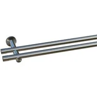 indeko Gardinenstange Linz, Ø 20 mm, 2-läufig, Wunschmaßlänge, mit Bohren, verschraubt, Stahl, Komplett-Set inkl. Montagematerial