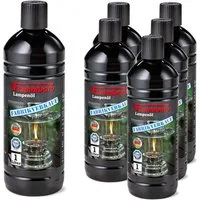 FLAMMBURO Lampenöl für Petroleum-Lampen und Fackeln (6 x 1000 ml), (6-St), Rückstandloses und rußfreies Verbrennen bei richtiger Dochteinstellung