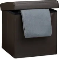 relaxdays Sitzhocker Faltbarer Sitzhocker Kunstleder, braun