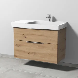 Sanipa 3way Waschtischunterbau zu Geberit Xeno2 Waschtisch mit 2 Auszügen, Eiche Natural-Touch UM66385