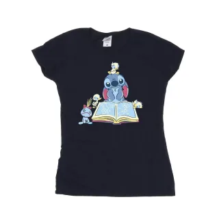 Disney - "Lilo & Stitch Reading A Book" T-Shirt für Damen (Marineblau)