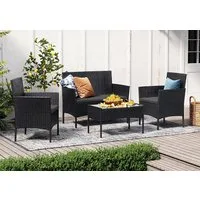 SONGMICS Gartenlounge-Set Balkonmöbel aus PE-Polyrattan, (4-tlg., 2 Gartenstuhl, 1 Sofa, 1 Gartentisch, mit Kissen), Balkonmöbel, Terrassenmöbel