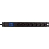 BlueWalker Powerwalker PDU LC-16A 7x CEE 7/3, Stromversorgung schwarz, 1 Höheneinheit (IEC C20 Input)