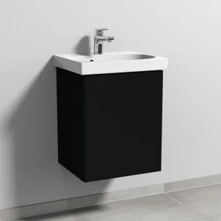 Sanipa 3way Waschtischunterbau zu Geberit Acanto Waschtisch mit 1 Tür, Schwarz-Matt SF41408