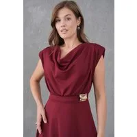 WOMAN VISION Midikleid Midikleid mit V-Ausschnitt und ausgestelltem Saum