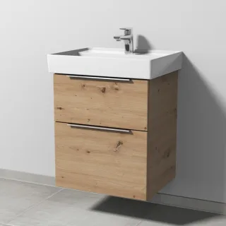 Sanipa 3way Waschtischunterbau zu Villeroy & Boch Collaro Waschtisch mit 2 Auszügen, Eiche Natural-T UM83385