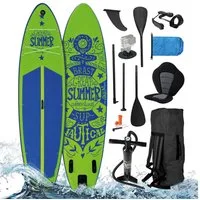 BRAST SUP-Board Summer Aufblasbares Stand up Paddle Set - 320x81x15cm, 5 Jahre Garantie inkl. Sonderzubehör, (2in1 Paddel Kajak-Sitz Action-Cam-Halterung), Fußschlaufe Paddel Pumpe Rucksack