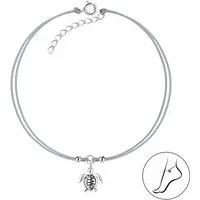 ALEXANDER YORK Fußkette mit Anhänger SCHILDKRÖTE grau, 925 Sterling Silber