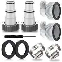 LuxusKollektion Poolschlauch 4PCS Poolschlauch Adapter für Intex Pool Ø 32 38mm Grau