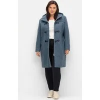 Sheego Langmantel Dufflecoat mit Wollanteil und Kapuze